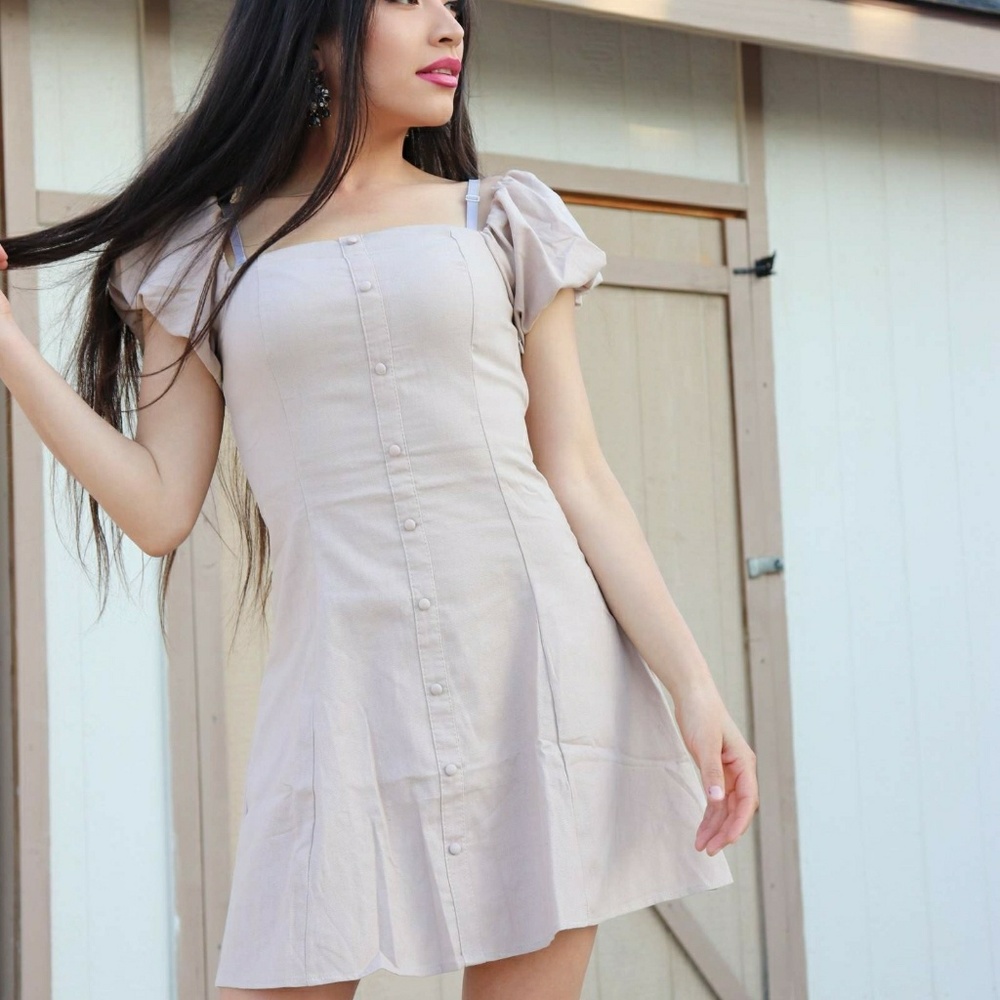 Button front khaki dress